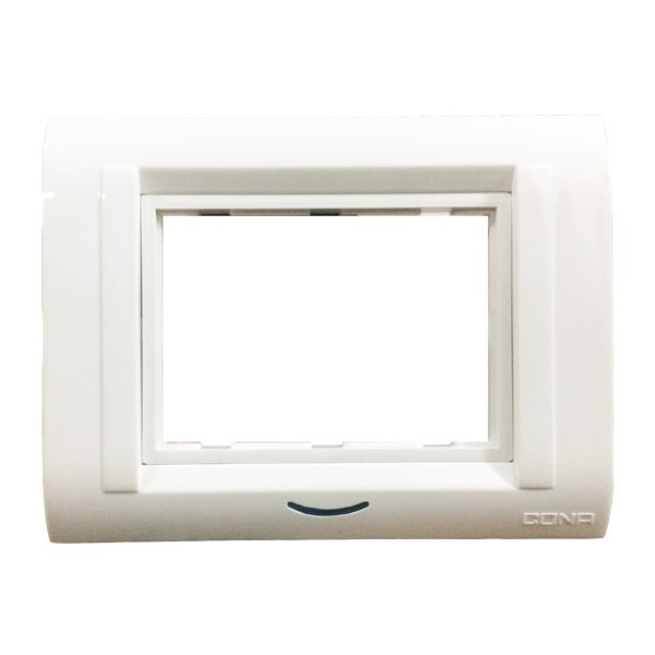 Cona Status 3 Module White Cover Plate With Frame