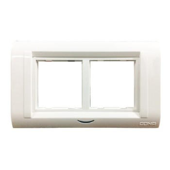 Cona Status 4 Module White Cover Plate With Frame