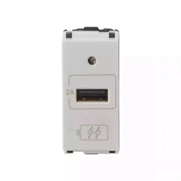 Lauritz Knudsen Englaze CB92101AW02 2A 1M USB Charger Snow White Socket